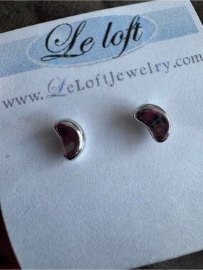 Le LOFT Silver-Tone Pink Bean Shaped Stud Earrings